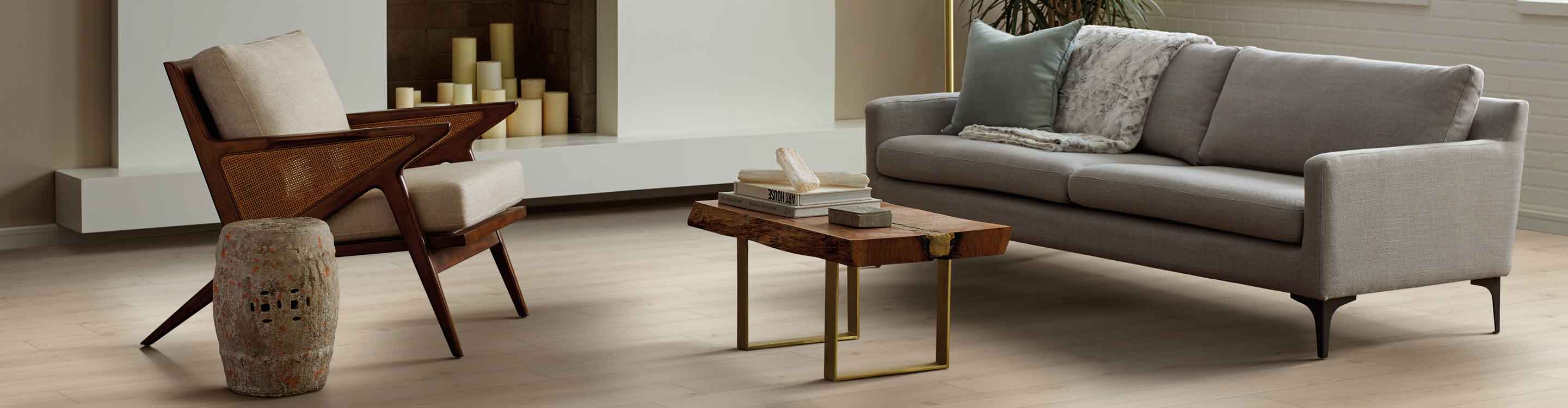 Luxury Vinyl floors in neutral living room